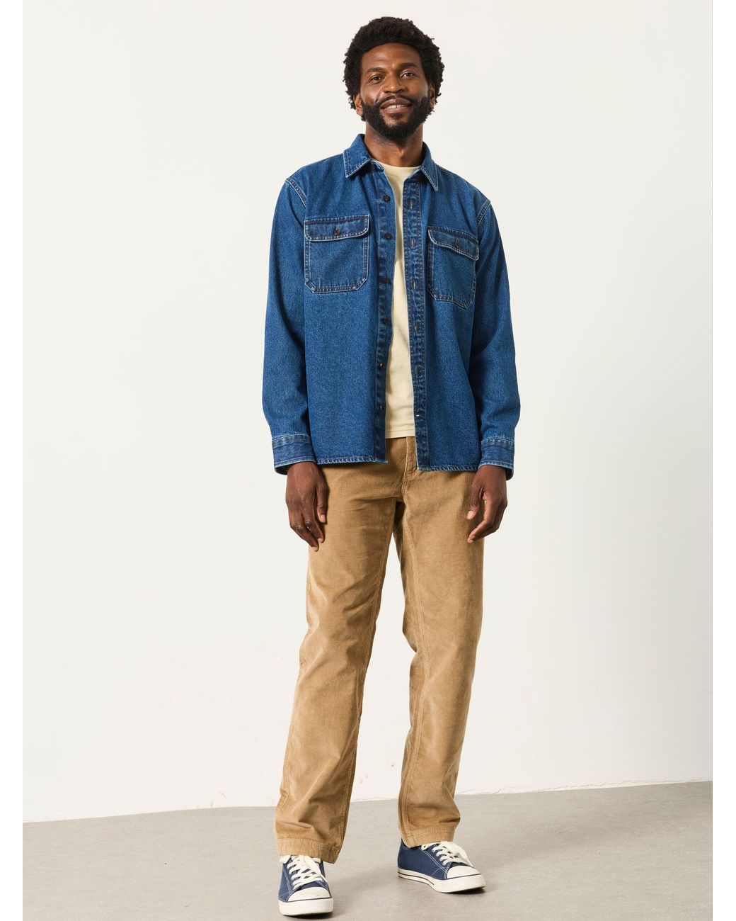 FatFace Blue Cord Straight Fit Trousers for men