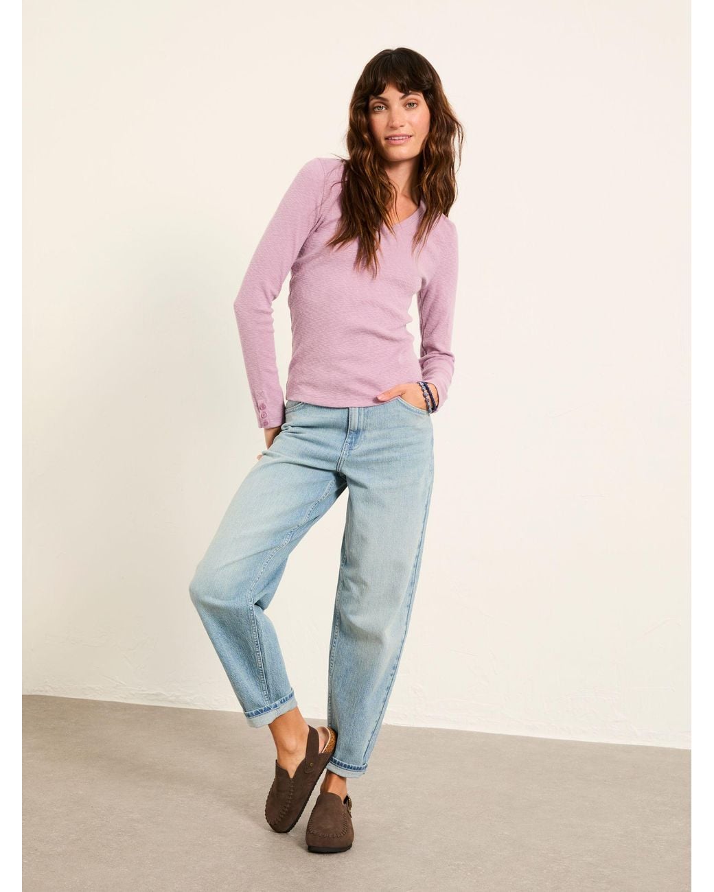 FatFace Pink Callie V Neck Top