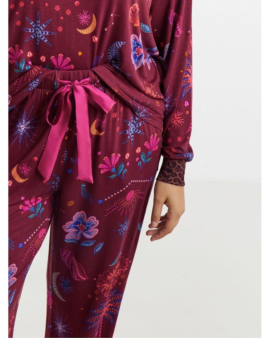 Figleaves Red Celestial Floral Contrast Leopard Set