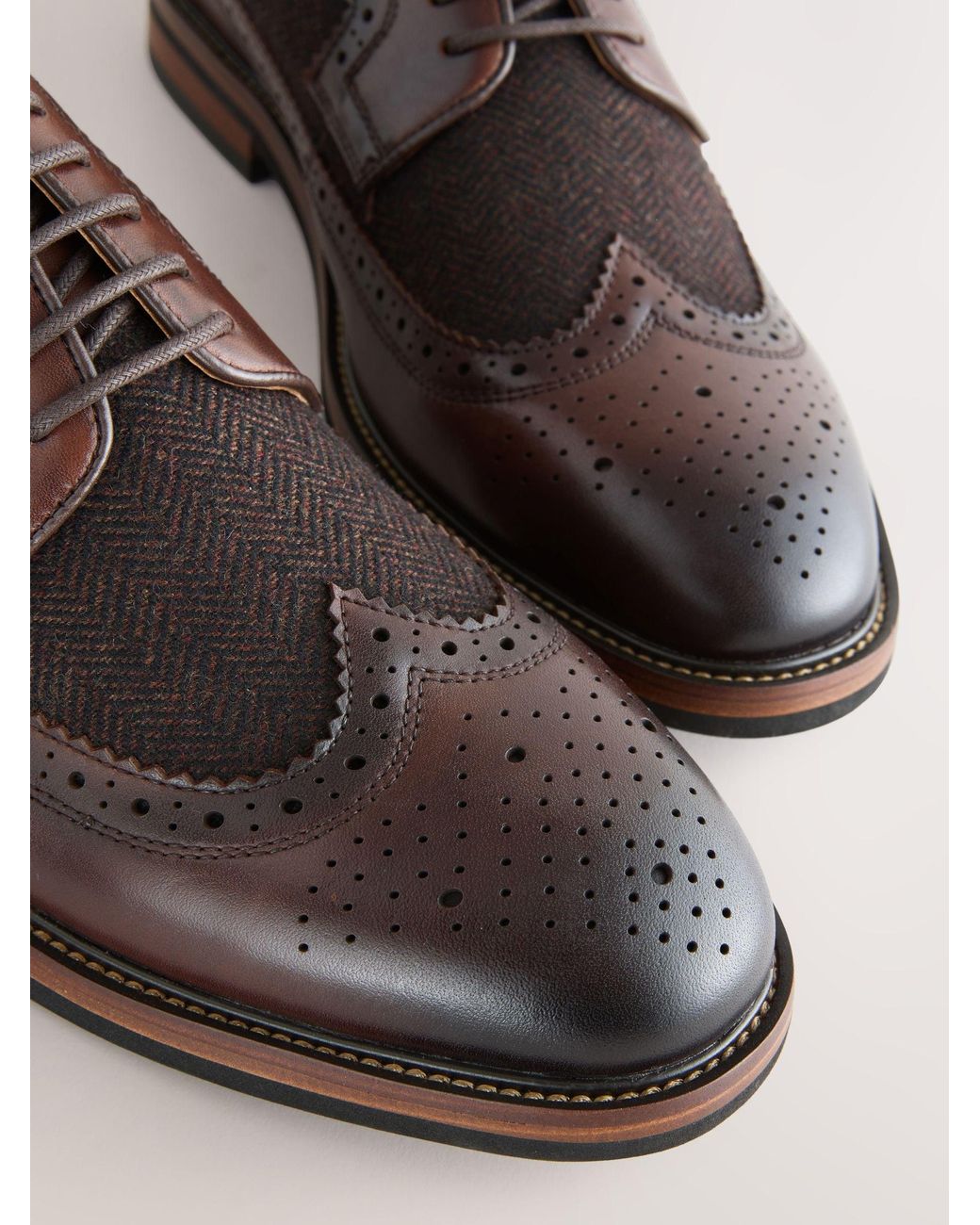 Next Brown Leather Brogue Shoes for men
