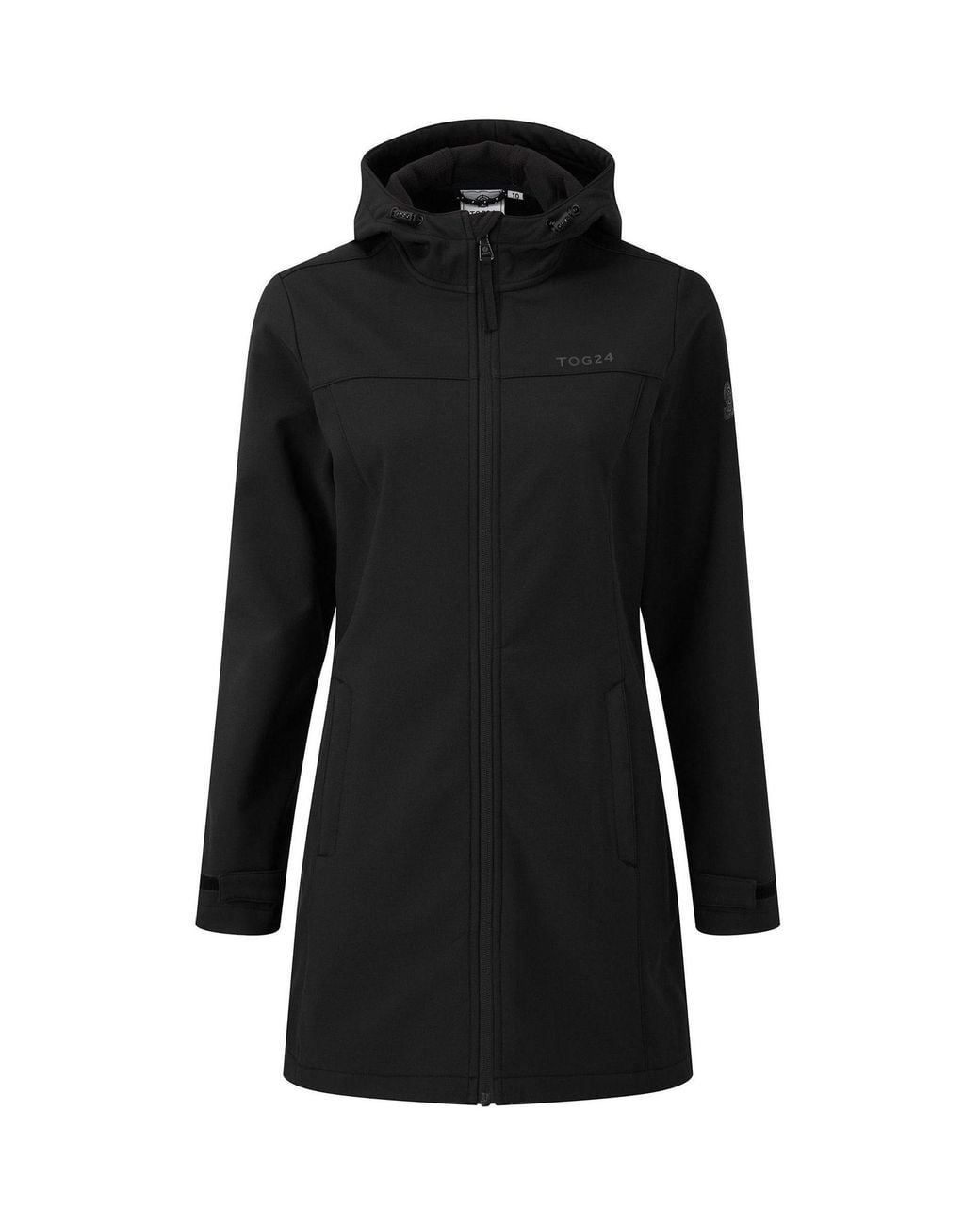 TOG24 Black Long Keld Shower Resistant Hooded Softshell Jacket