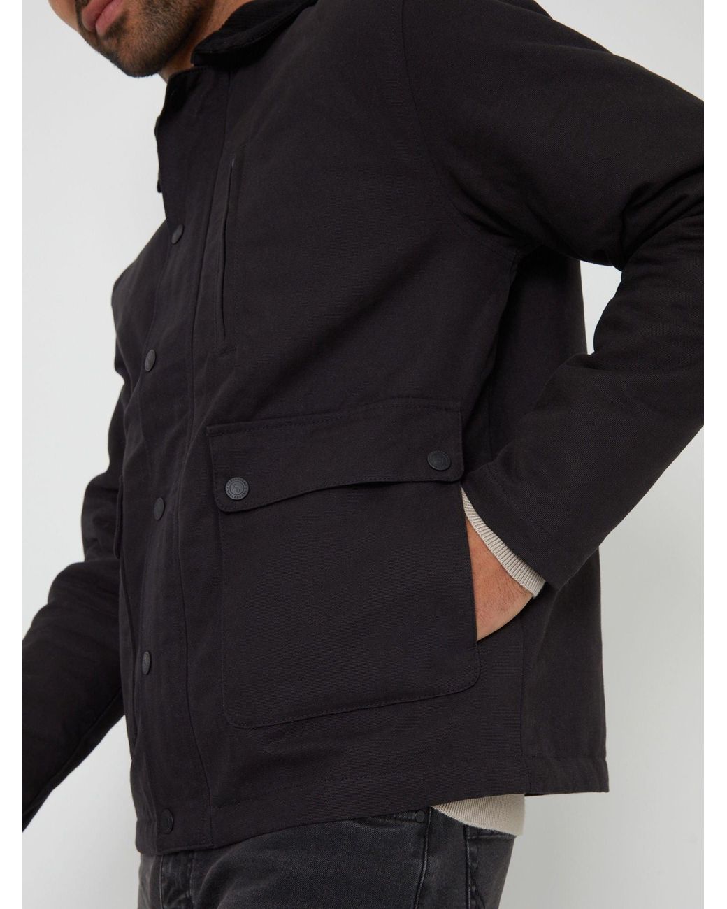 Threadbare Black Twill Lightweight Jacket for men