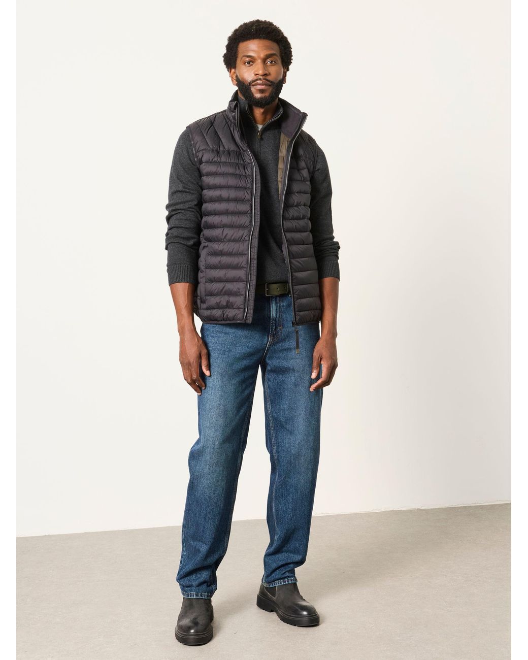 FatFace Gray Dartmouth Lightweight Quilted Gilet for men