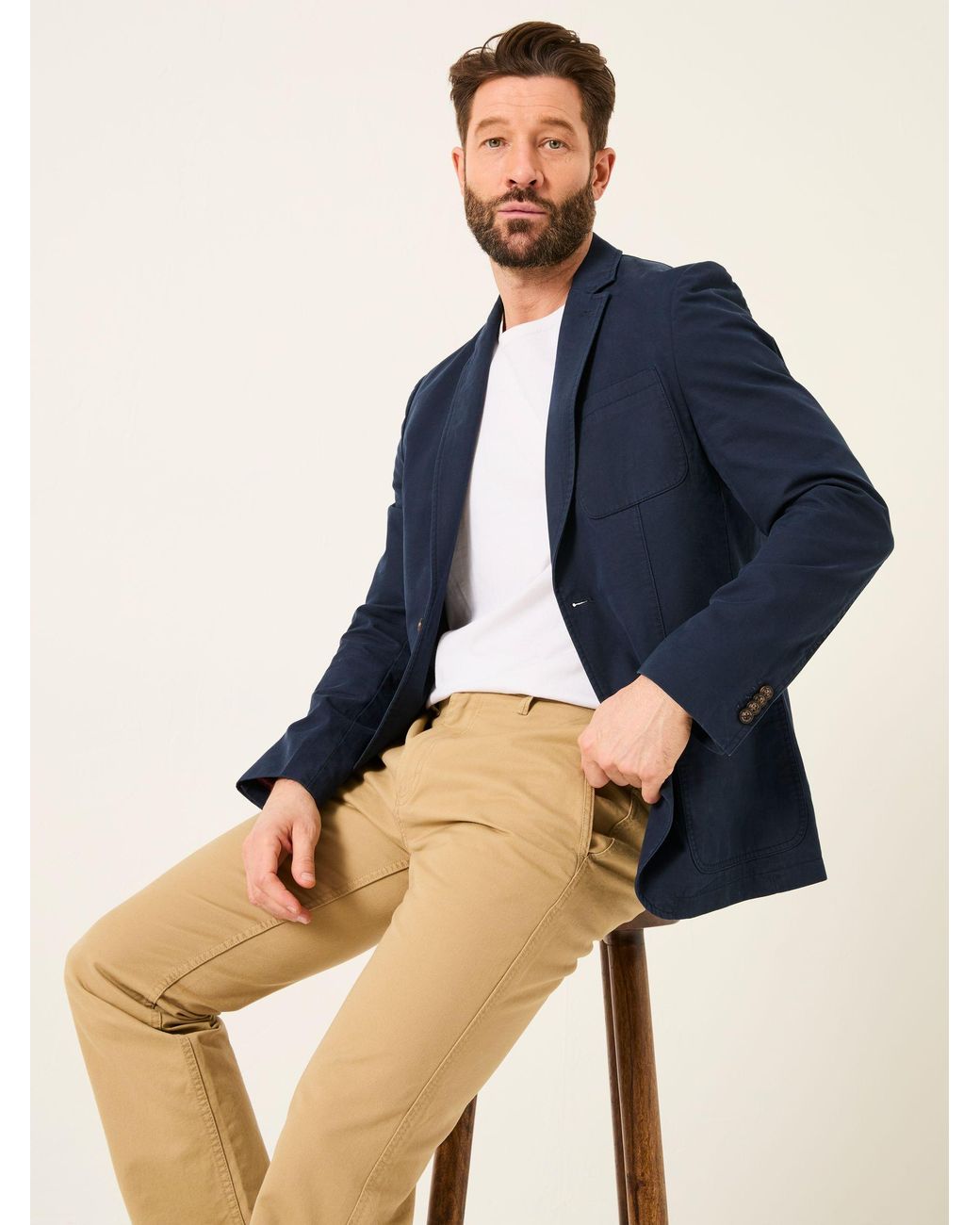 FatFace Blue Chilworth 100% Cotton Blazer for men