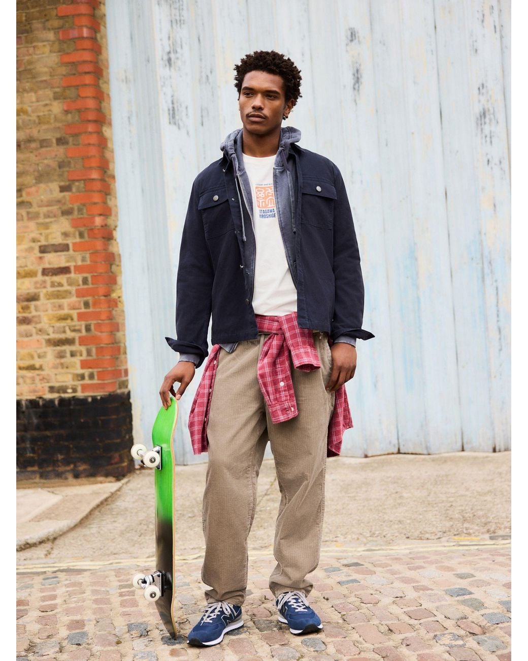 Next Plain Canvas Check Lined Shacket in Blue für Herren