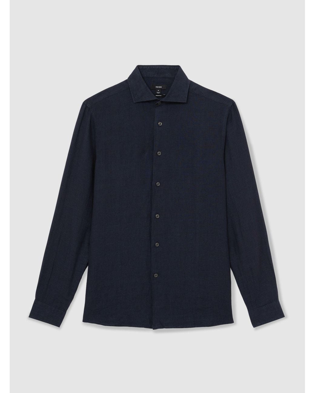 Reiss Blue Ruban - Navy Linen Button-through Shirt, 3xl for men