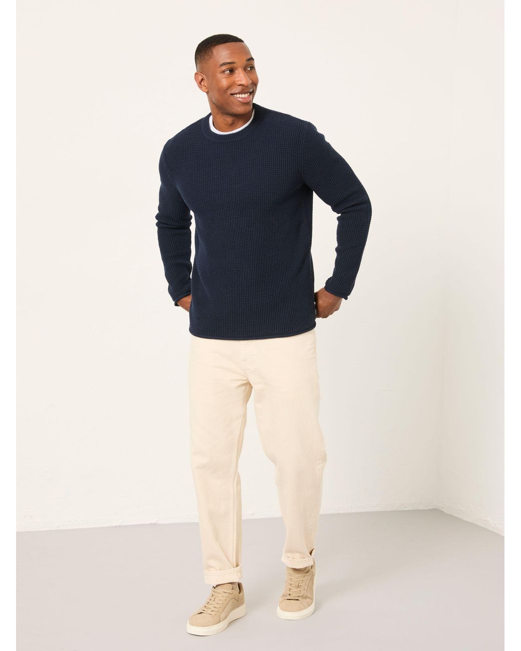 FatFace Blue Penrith Crew Neck Knitted Jumper for men