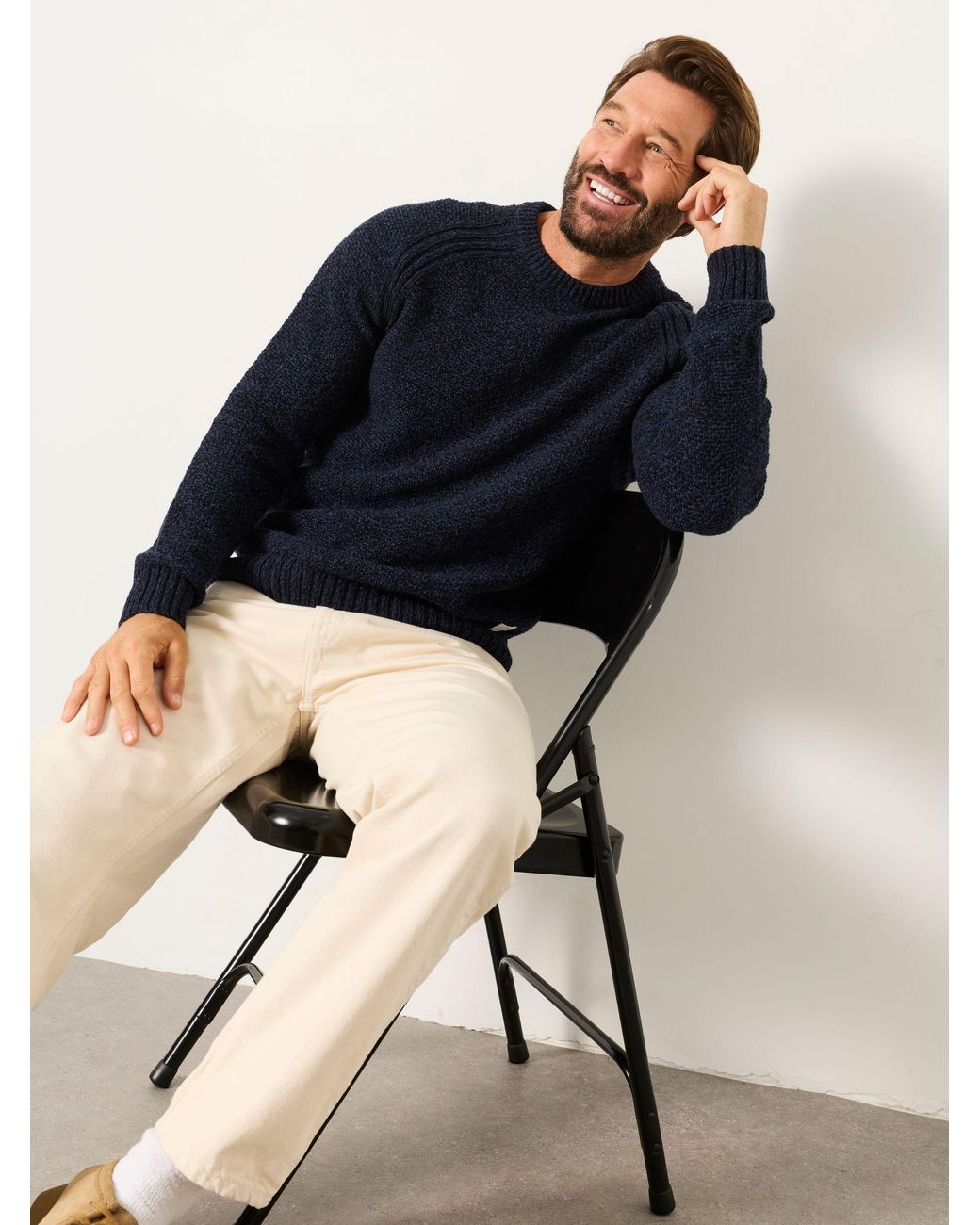 FatFace Blue Penton Crew Neck Jumper for men
