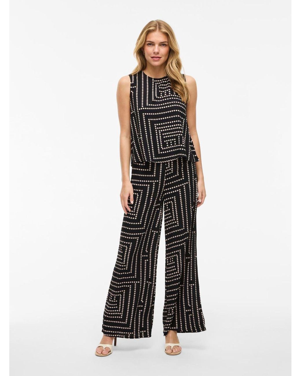 Vila Black Geometric Strapless Vest Top