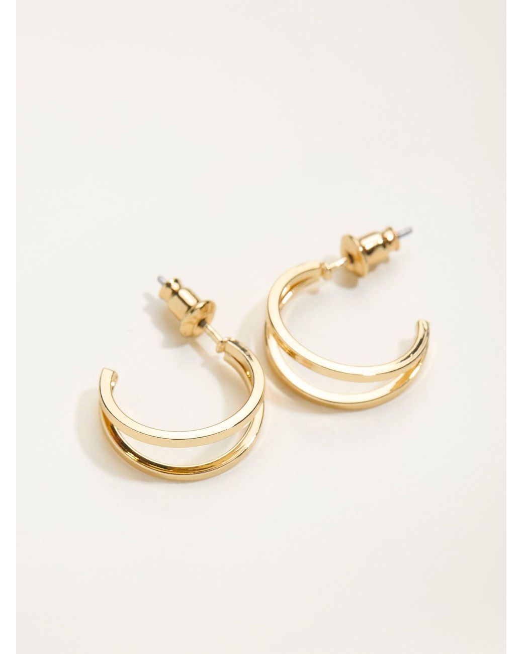 FatFace Natural Double Hoop Earrings