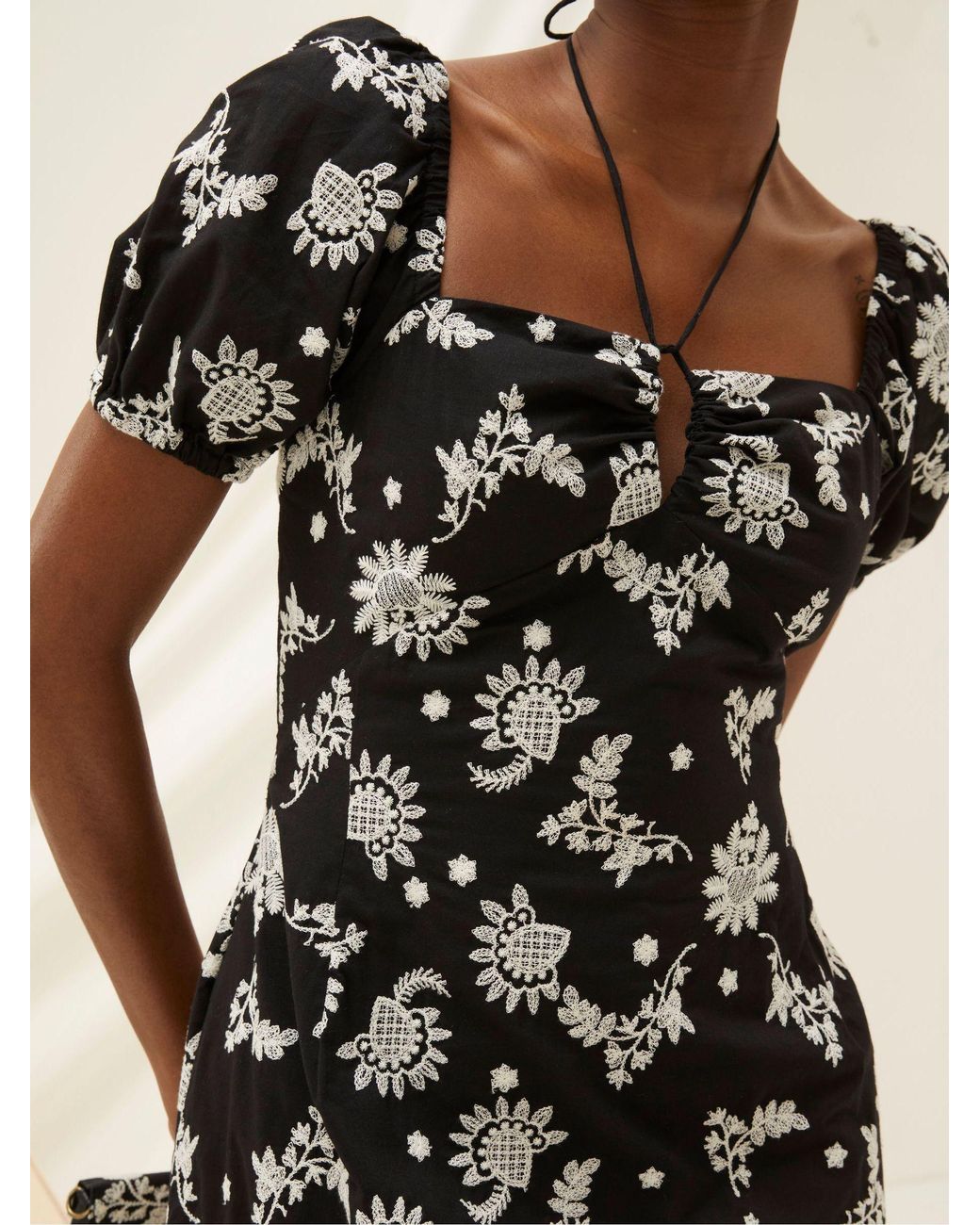 FatFace Natural Lotus Embroidered Midi Dress