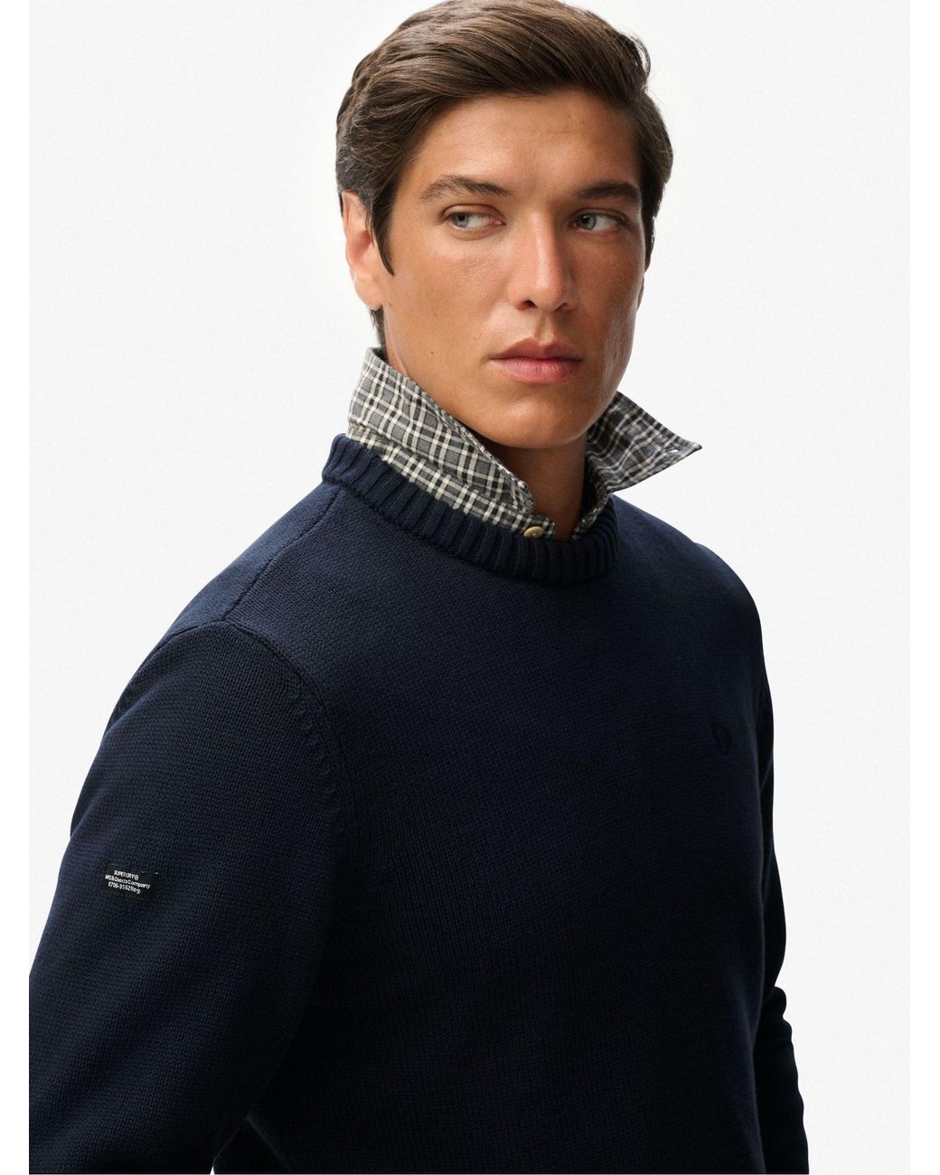 Superdry Blue Dark Cotton Jumper for men