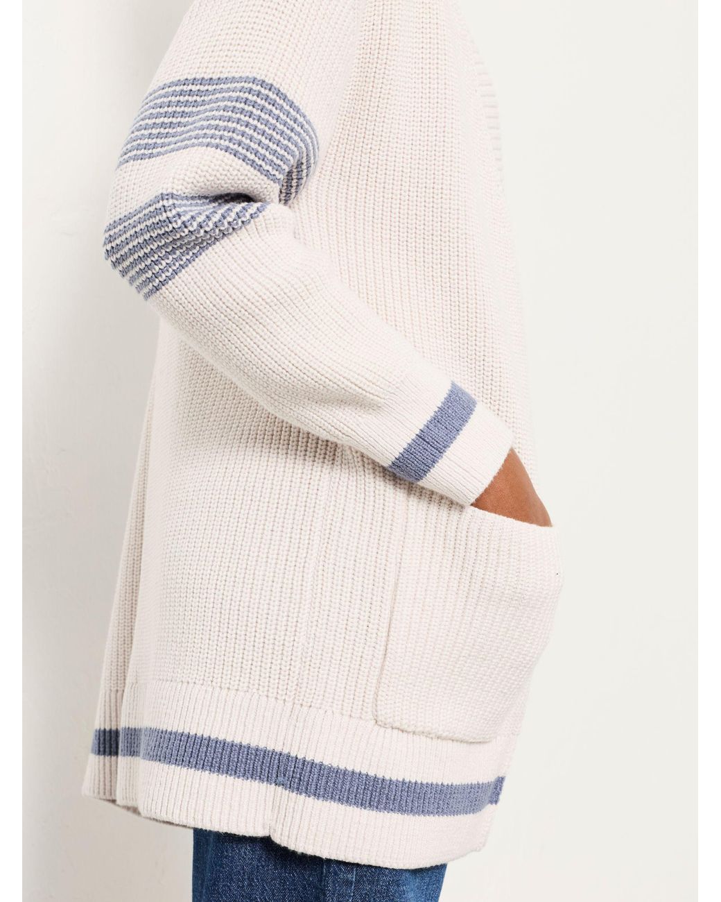 FatFace White Katie Knitted Long Line Cardigan