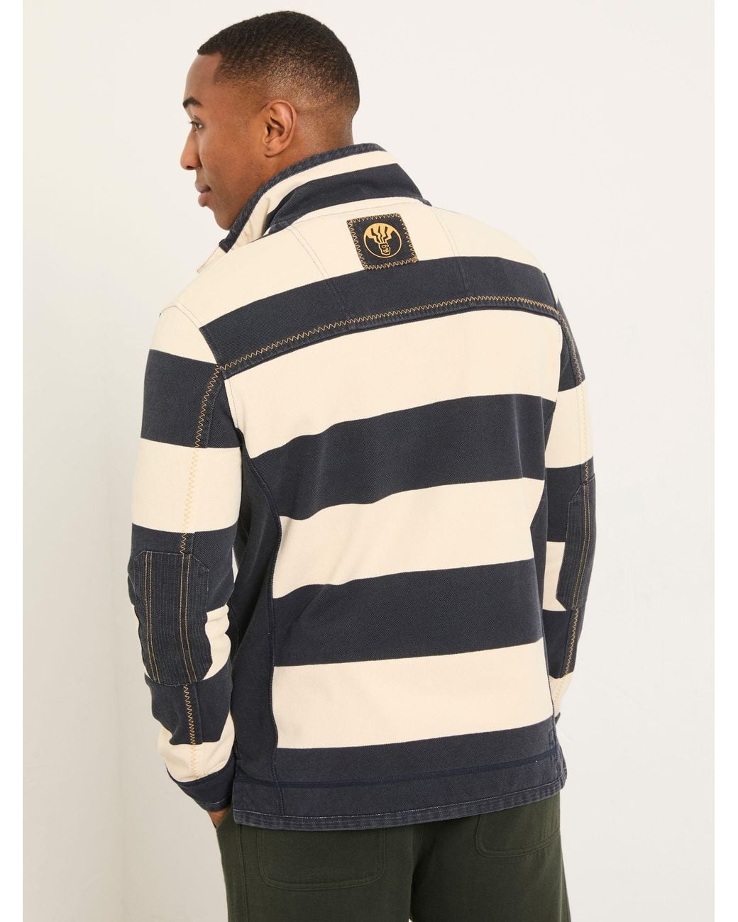 FatFace Blue Airlie Stripe Quarter Neck Sweat Top for men