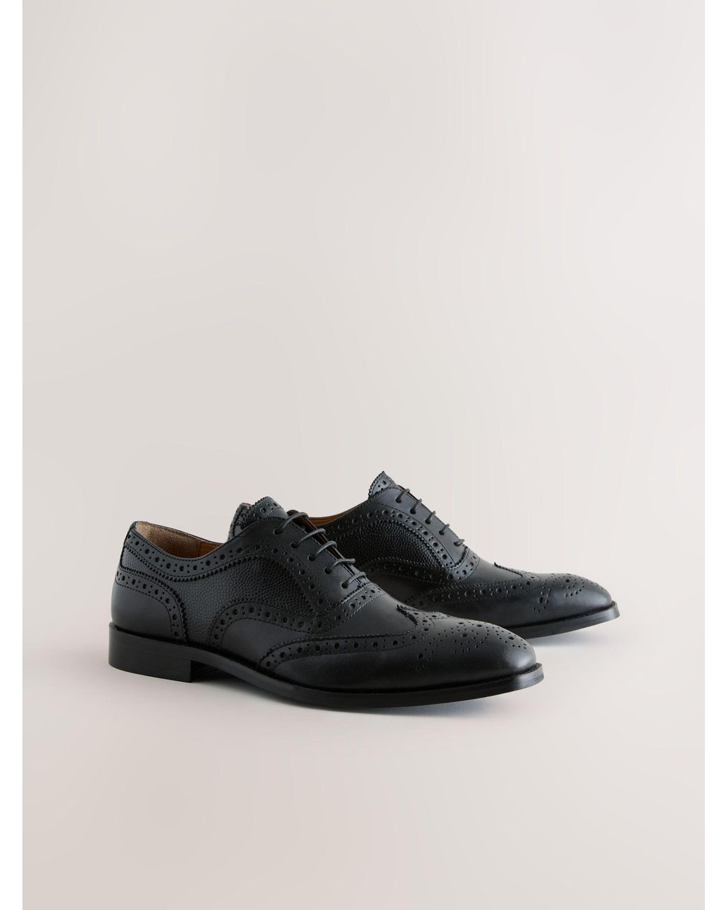 Next Black Leather Brogue Shoes for men