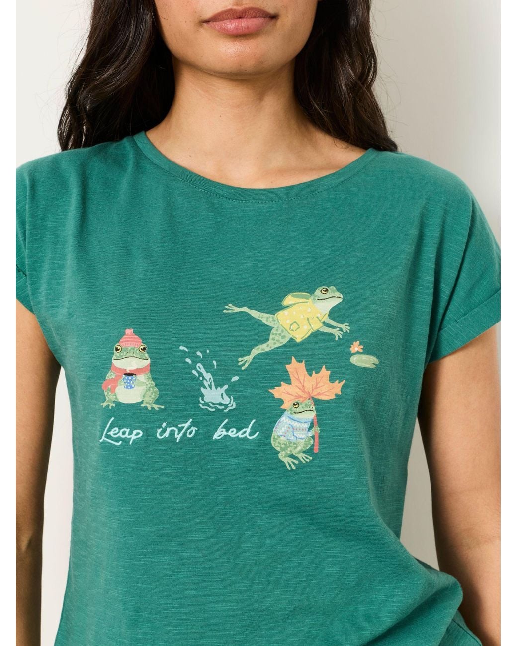 FatFace Green Ivy Pyjama Top