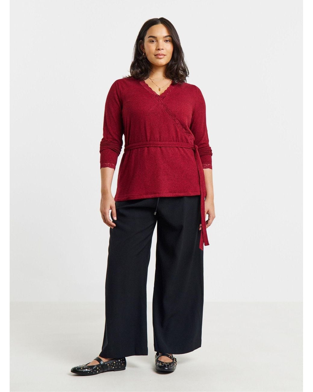 Simply Be Red Cosy Wrap Top