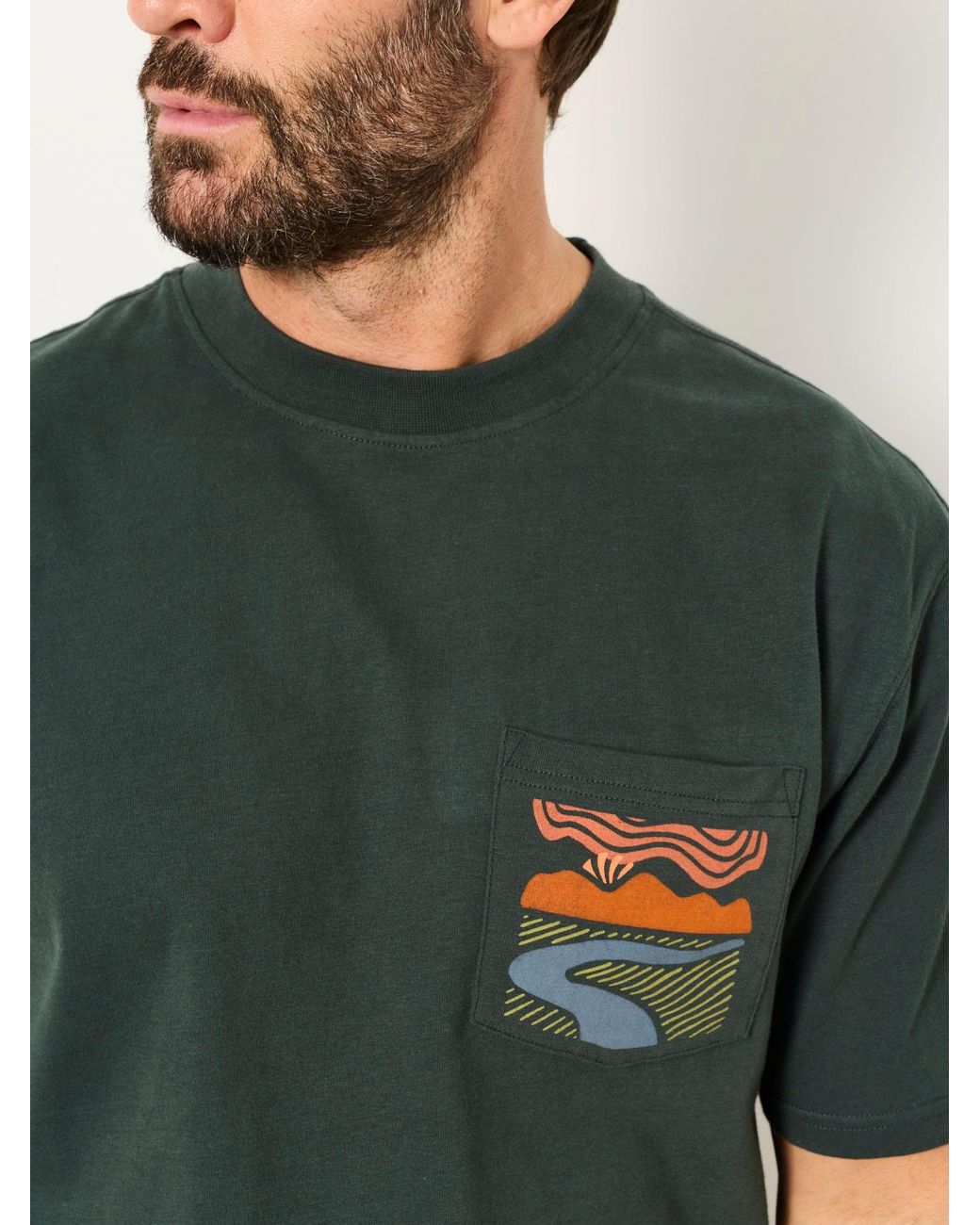 FatFace Green Fatface Dark Horizon Graphic T-Shirt for men
