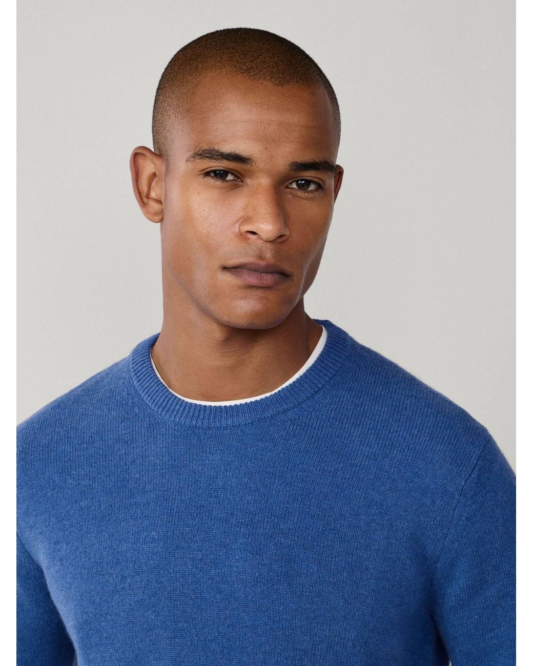 Hackett Blue Lambswool Crew Neck Jumper for men