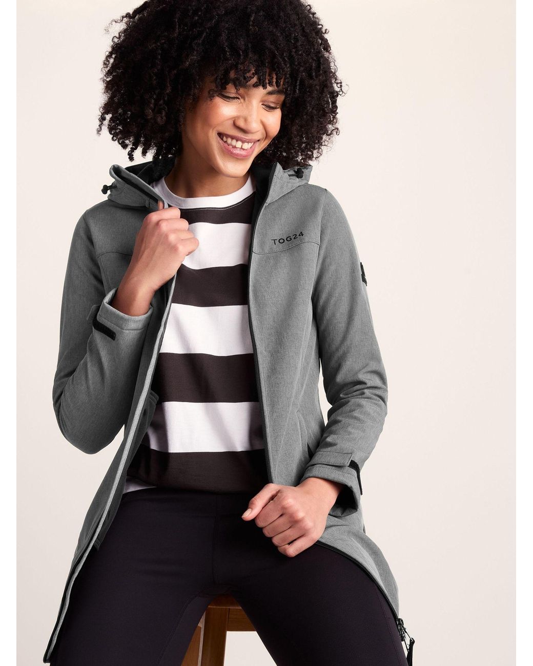 TOG24 Gray Long Keld Shower Resistant Hooded Softshell Jacket