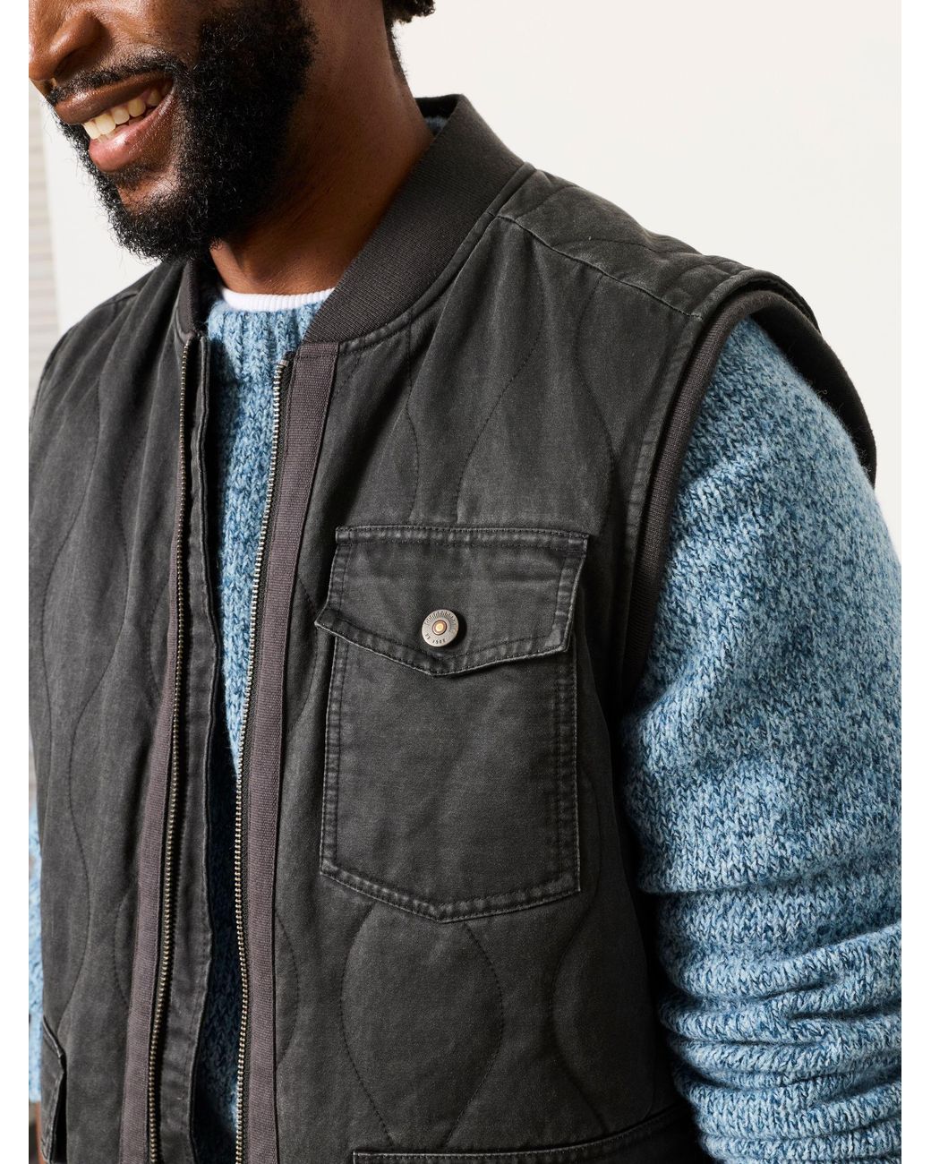 FatFace Green Wyre Quilted Utility Vest for men