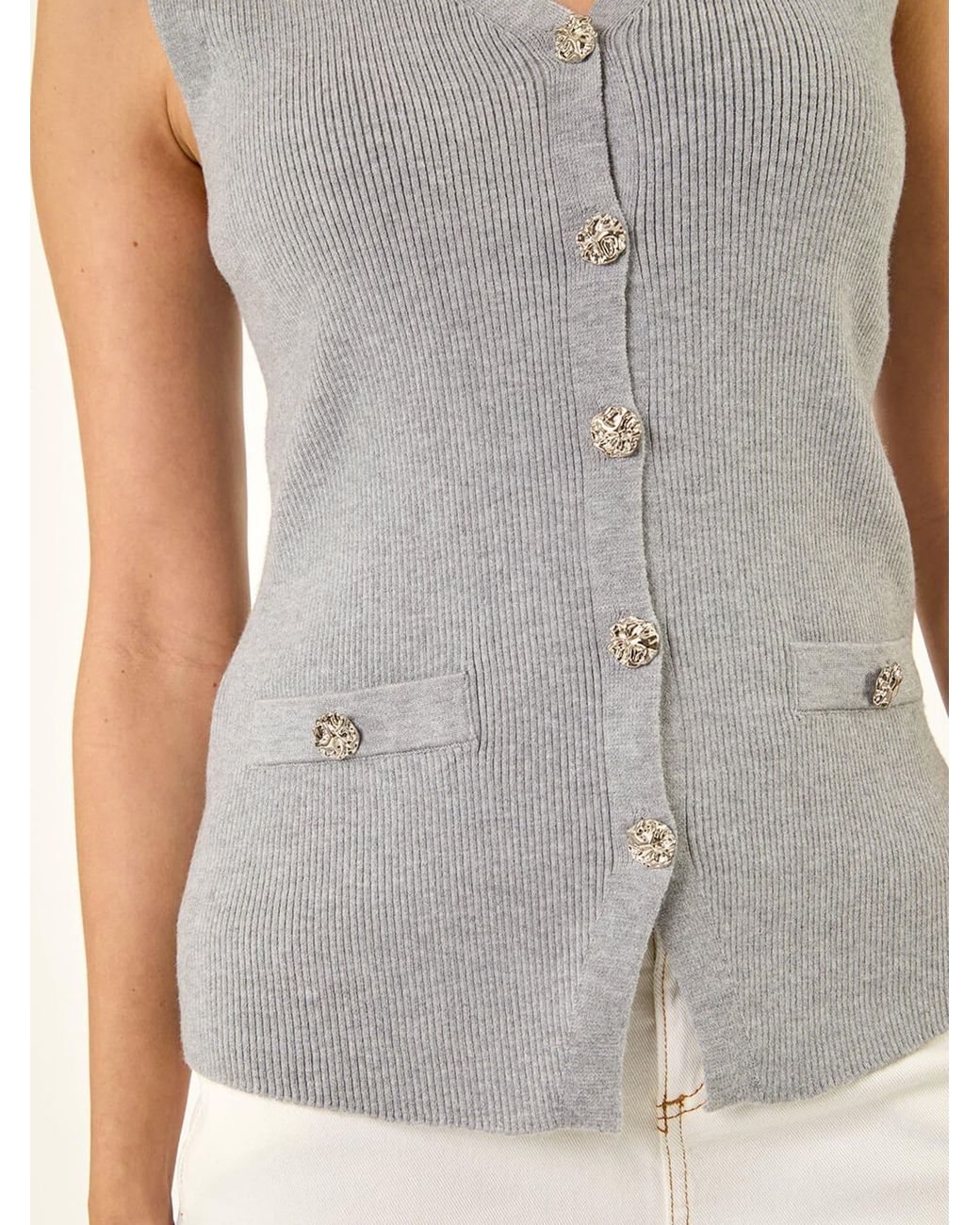 Roman Gray Buttoned Knit Waistcoat