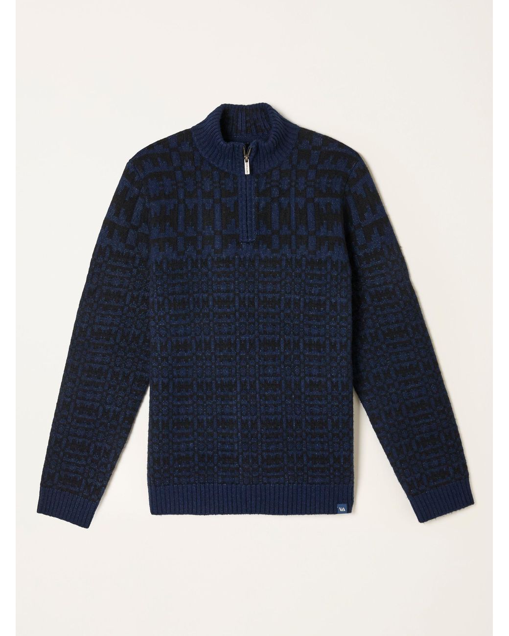 FatFace Blue Blanket Half Neck Knitted Jumper for men