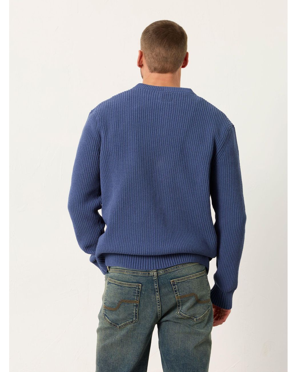 FatFace Blue Kelbrook Knitted Henley Jumper for men