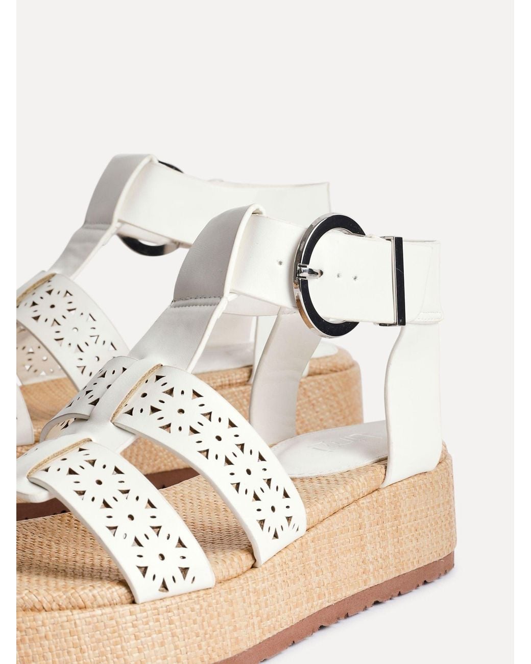 Linzi Natural Sunkissed Laser Cut Flatform Gladiator Sandals