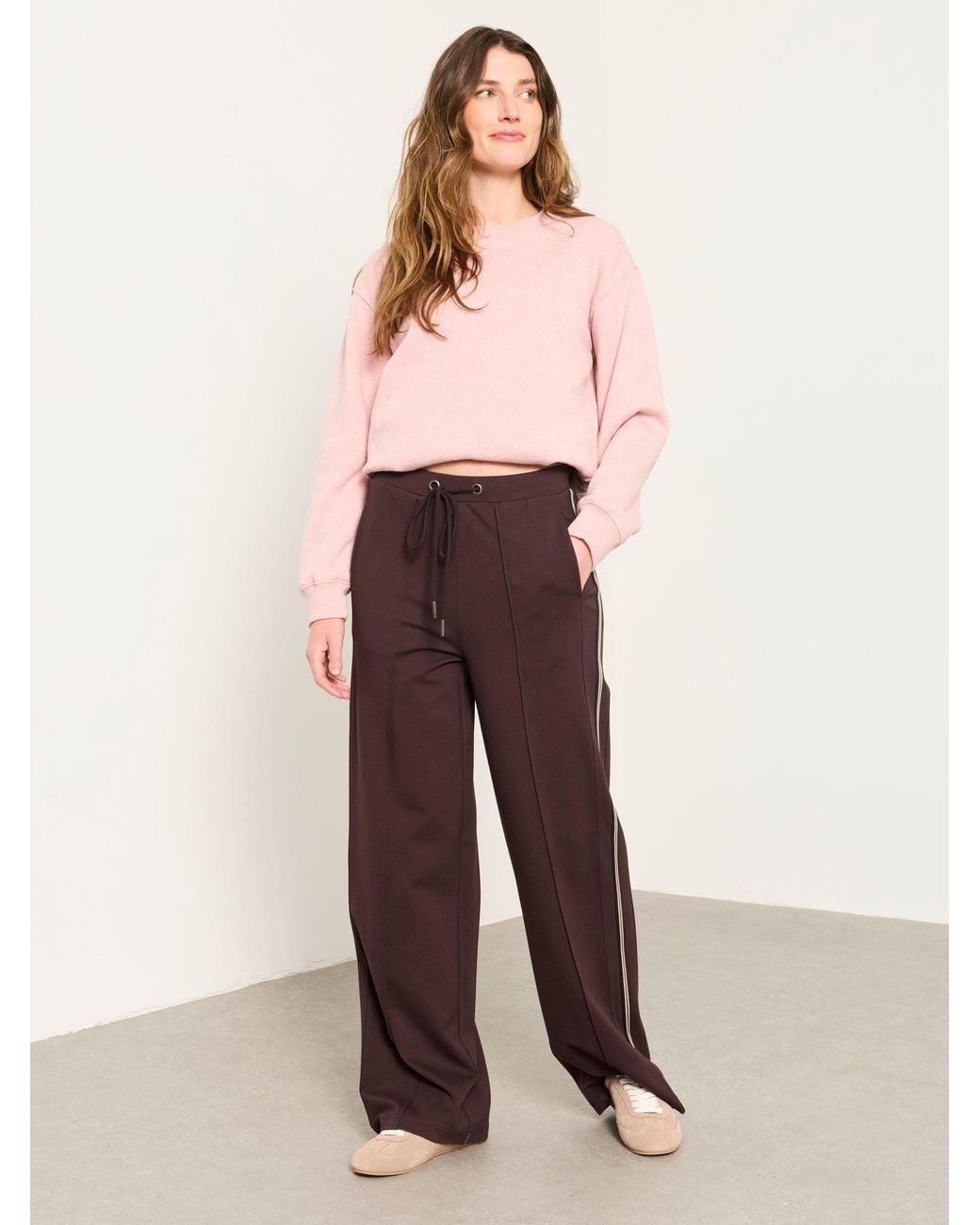 FatFace Brown Ely Petite Side Stripe Trousers