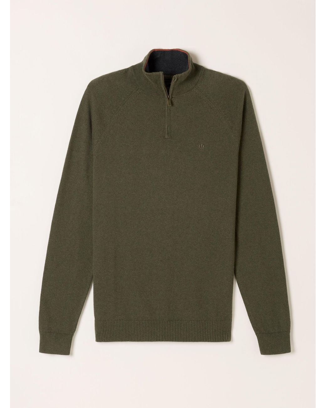 FatFace Green Rye Quarter Zip Knitted Jumper for men