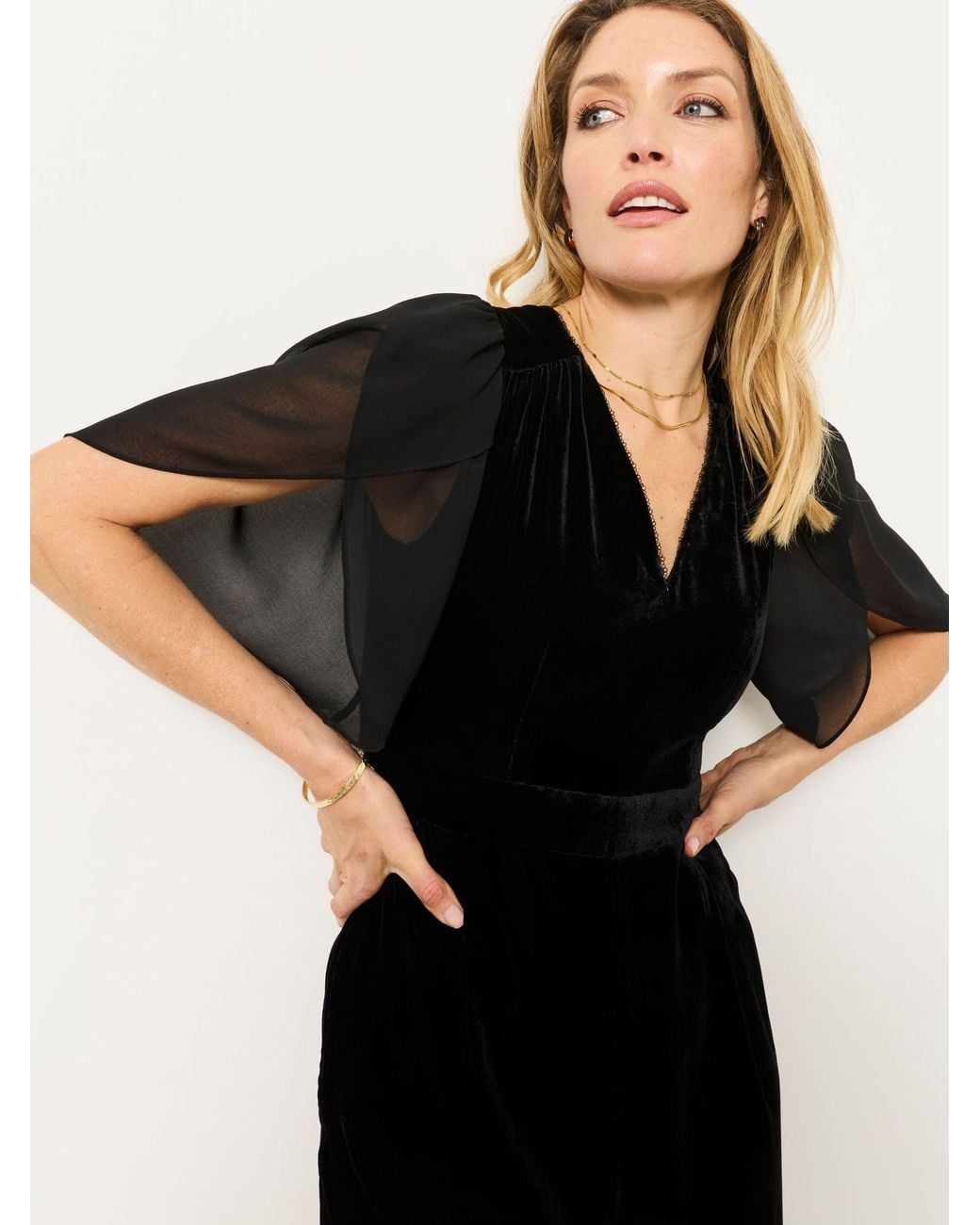 FatFace Black Fatface Petite Opal Velvet Jumpsuit