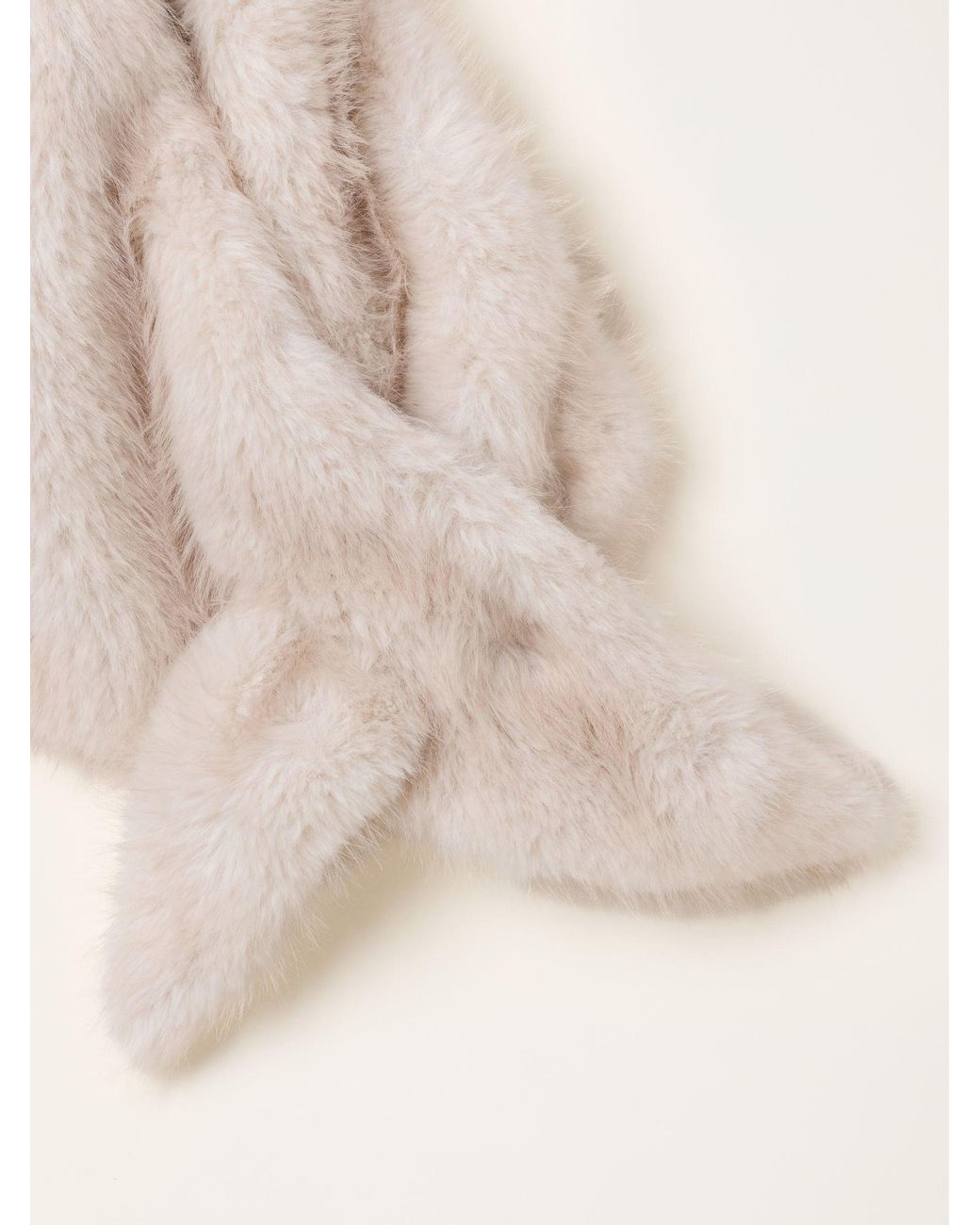 FatFace Natural Fatface Ivory Faux Fur Triangle Scarf