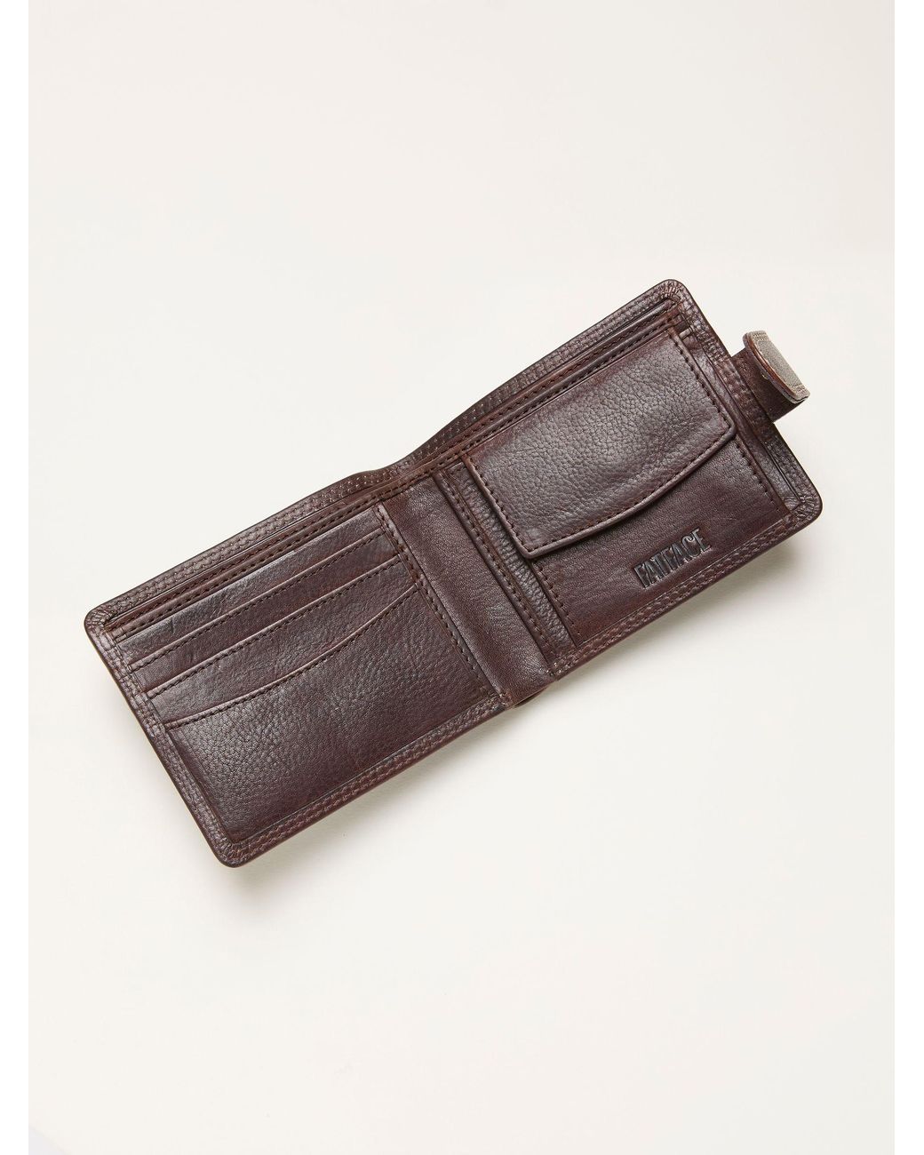 FatFace Brown Contrast Stitch Leather Wallet for men