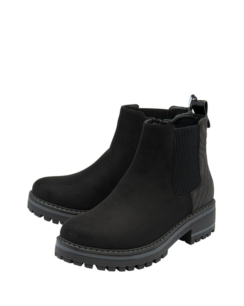Lotus Black Zip-Up Ankle Boots