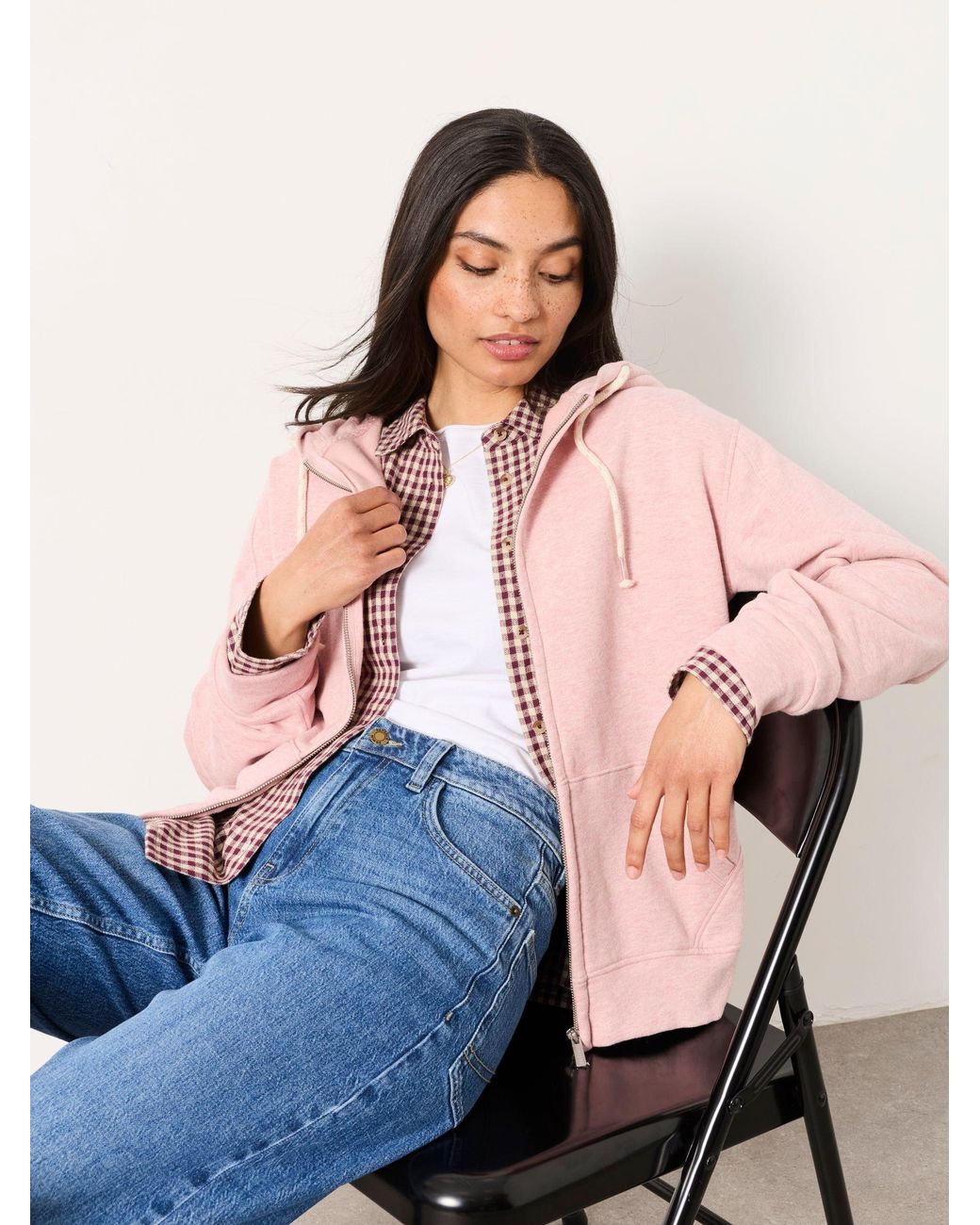 FatFace Red Fern Zip Through Hoodie