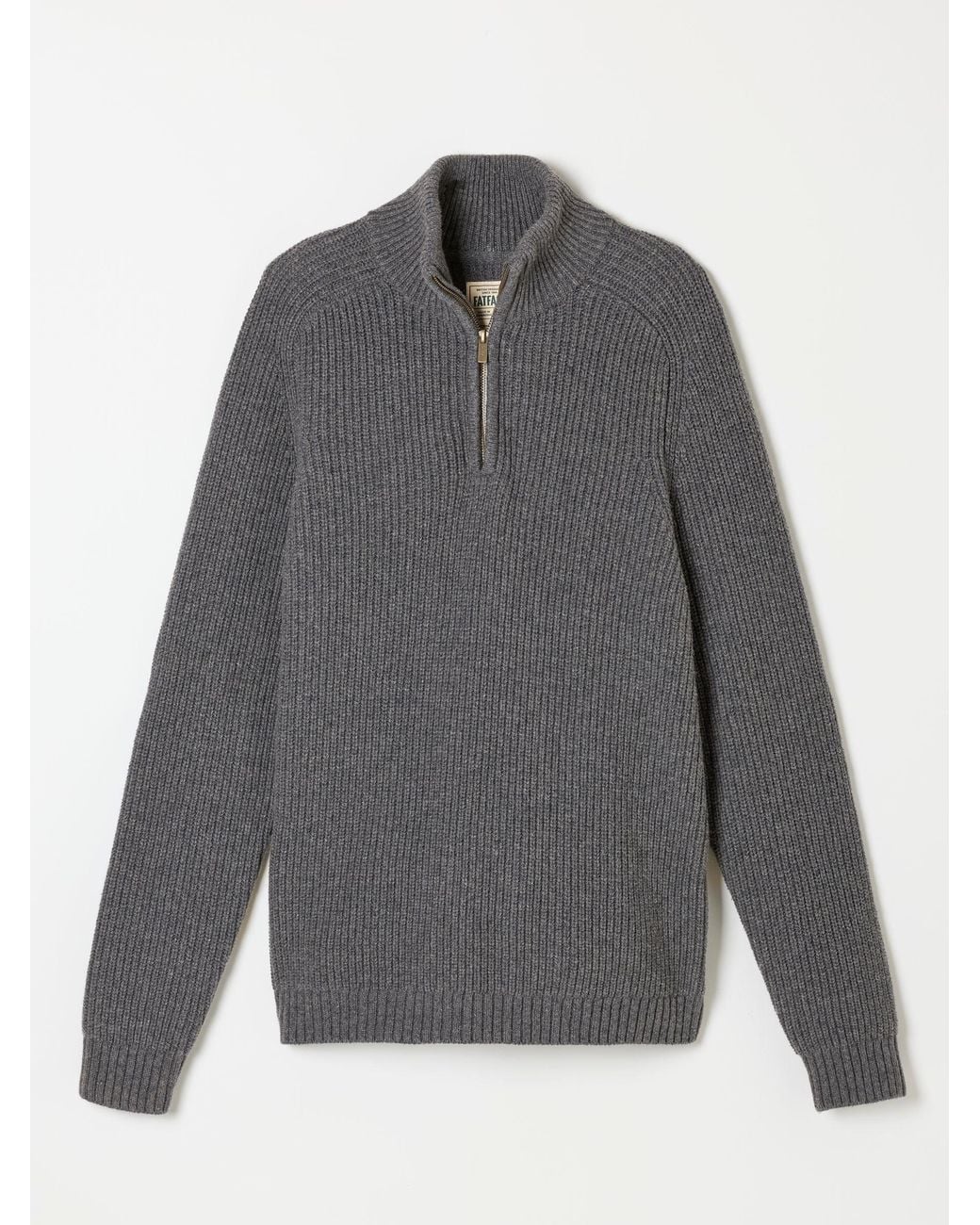 FatFace Gray Ember Quarter Zip Knitted Jumper for men
