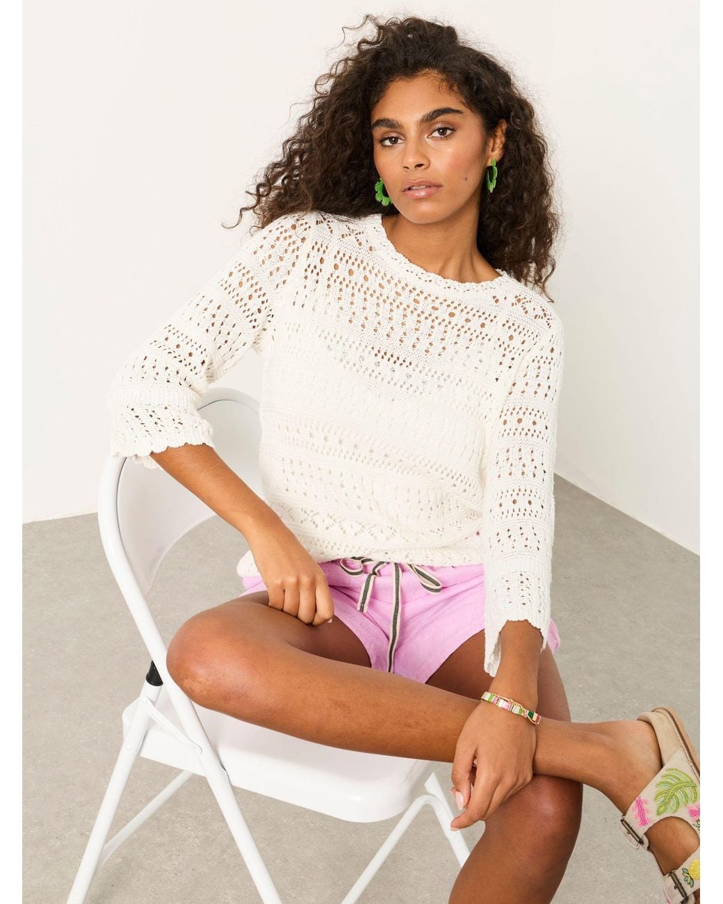 FatFace Pink Orla Knitted Stitch Jumper