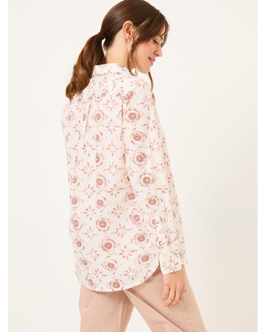 FatFace Natural Olivia 100% Cotton Long Sleeve Shirt