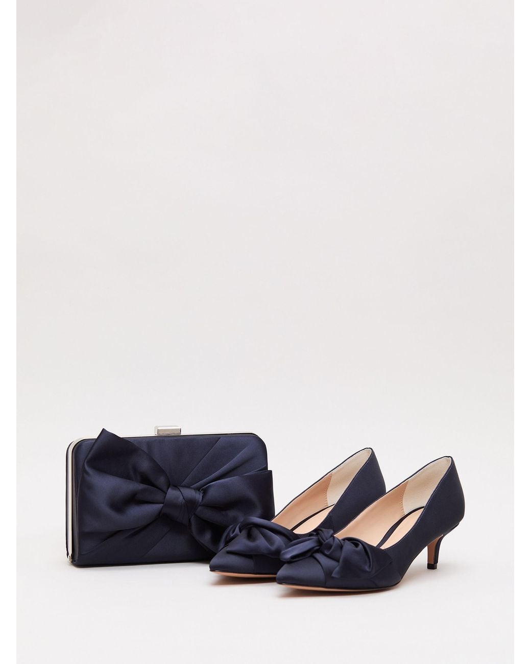 Phase Eight Blue Satin Kitten Heels