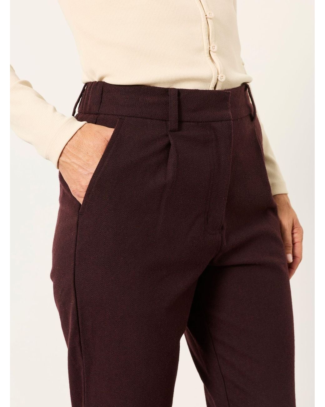 FatFace Purple Fatface Willow Plum Herringbone Trousers