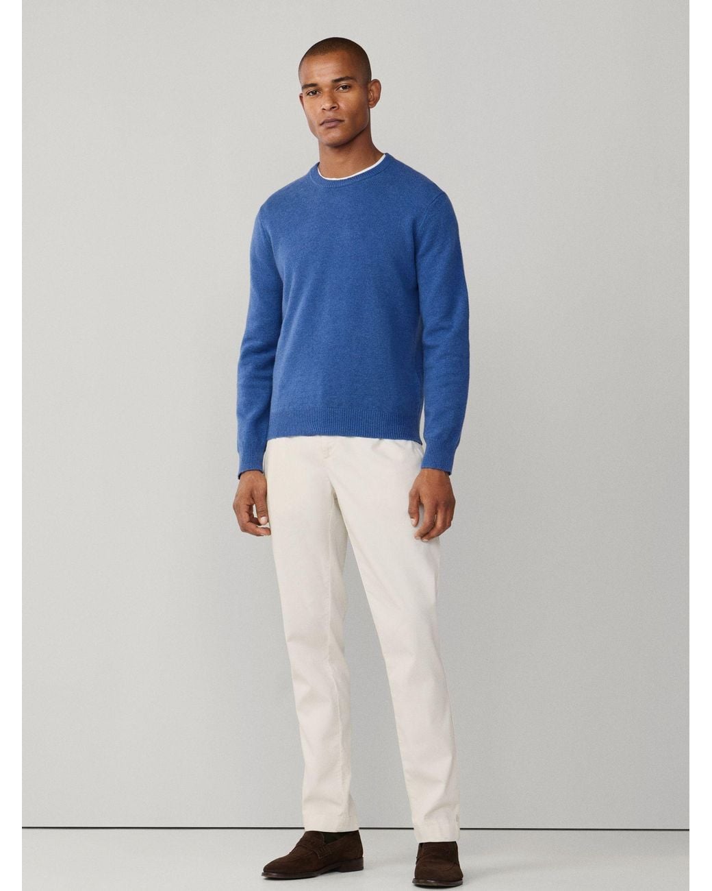 Hackett Blue Lambswool Crew Neck Jumper for men