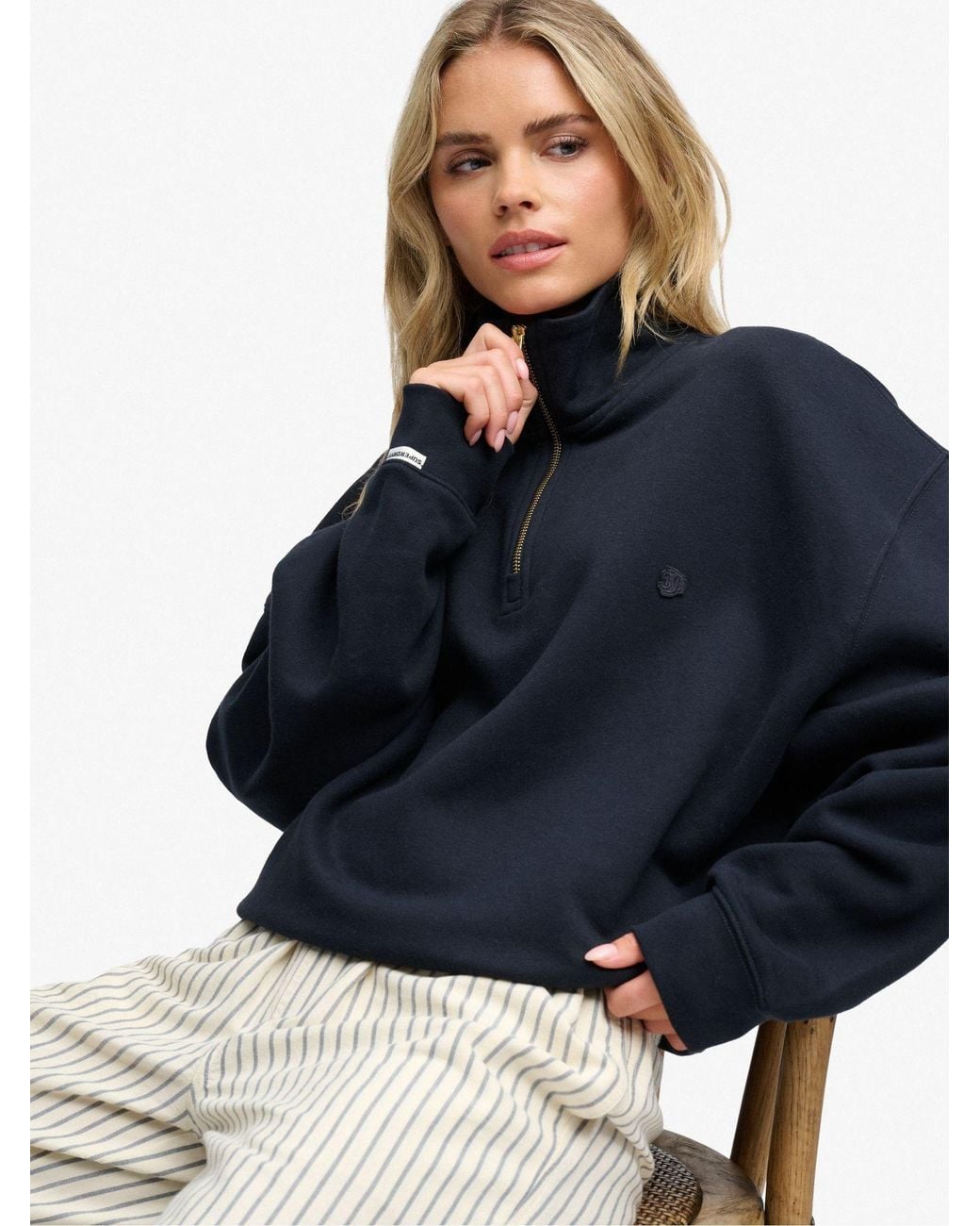Superdry Blue Monogram Half Zip Sweat Top