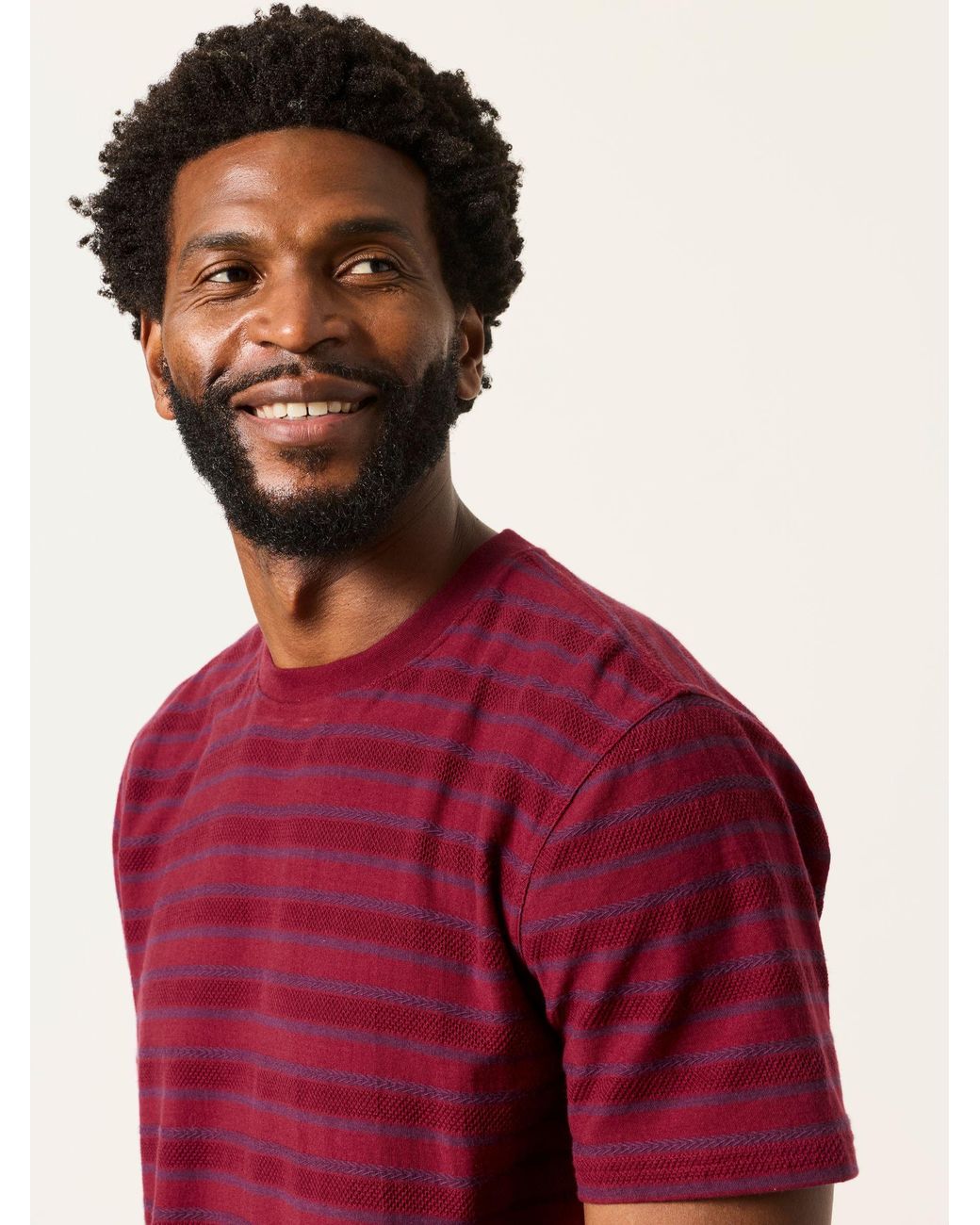 FatFace Short Sleeve Textured Stripe T-Shirt for men