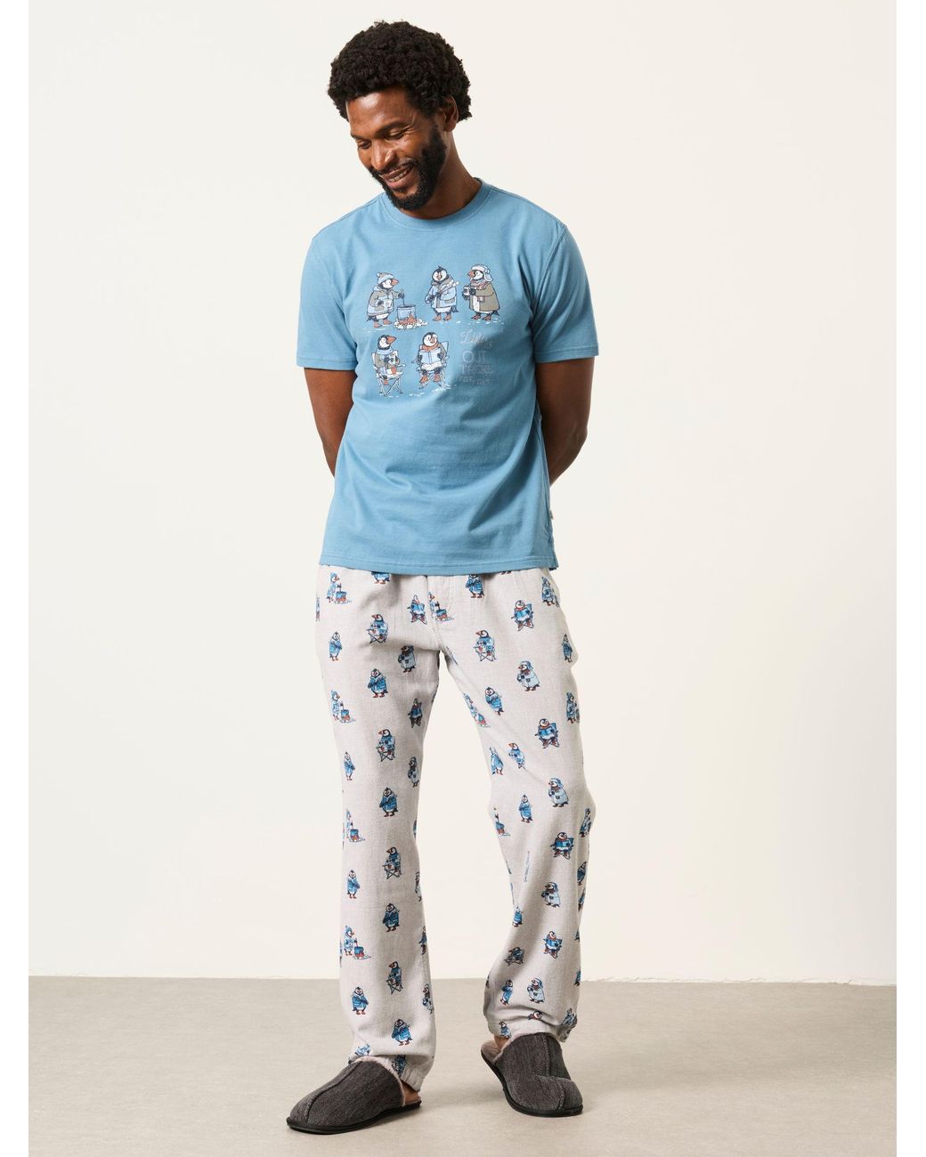 FatFace Gray Fatface Puffin Print Pyjama Bottom for men