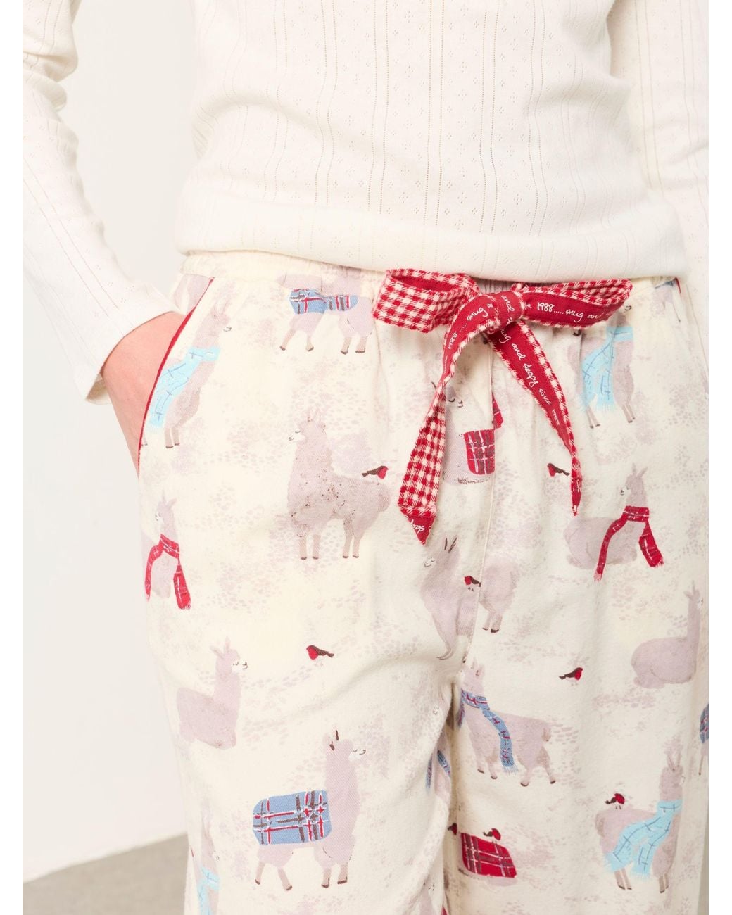 FatFace Pink Lola Wide Leg Christmas Pyjama Bottoms