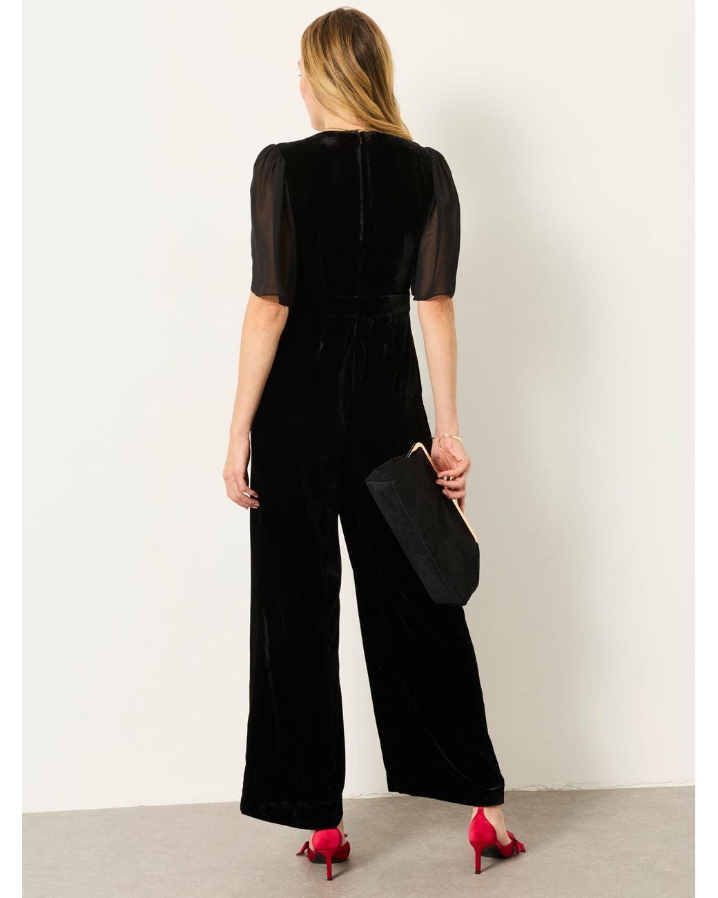 FatFace Black Fatface Petite Opal Velvet Jumpsuit