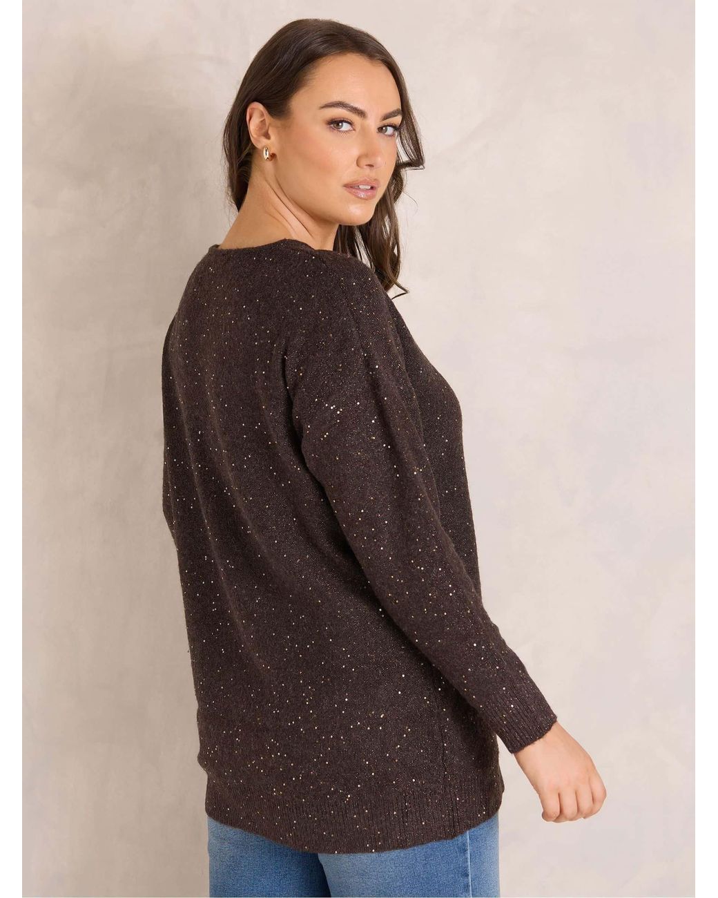 Evans Brown Sparkly Jumper