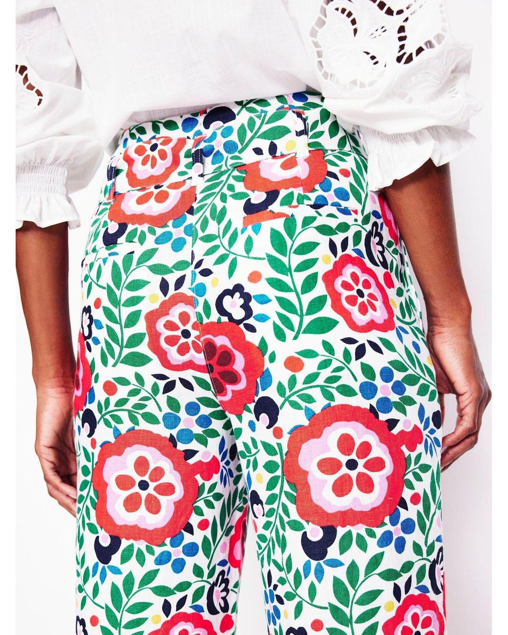 Boden White Belted Trousers