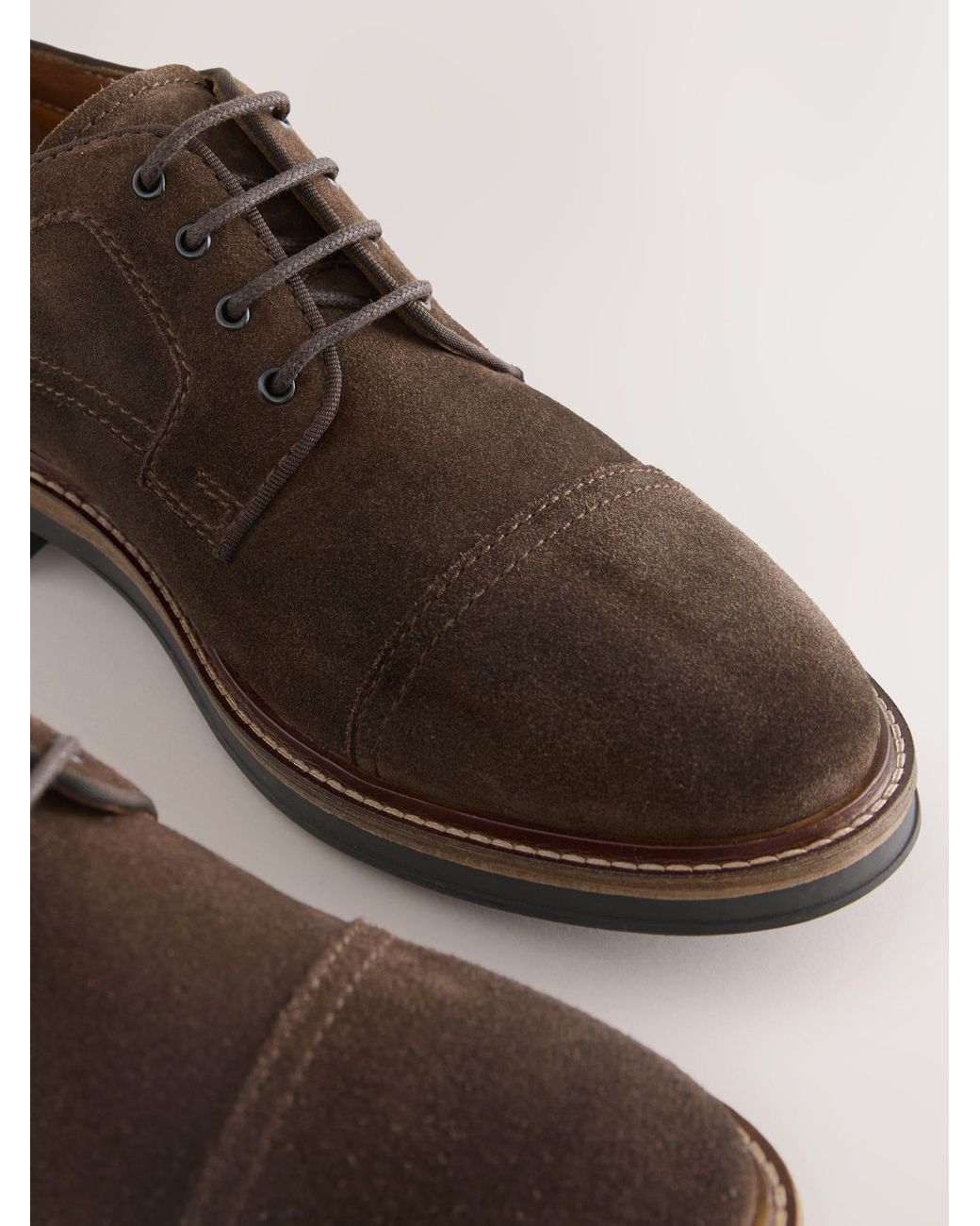 Next Brown Suede Toecap Shoes for men